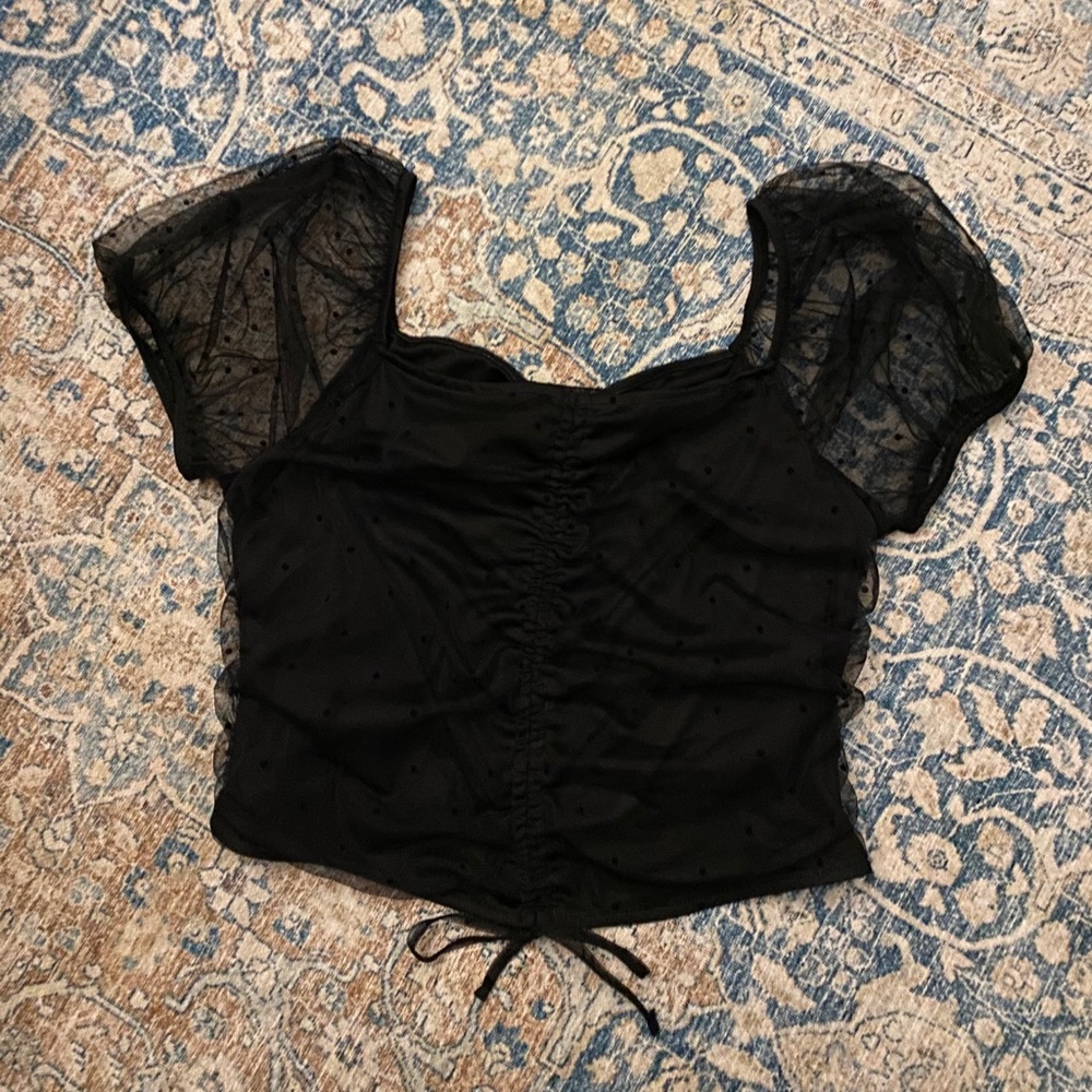 Shear Mesh Sleeve Top